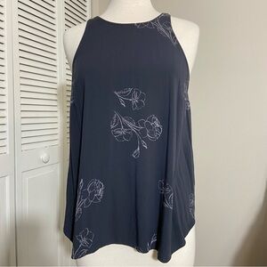 Old Navy Charcoal Grey Floral Outlines Sleeveless Top M Medium